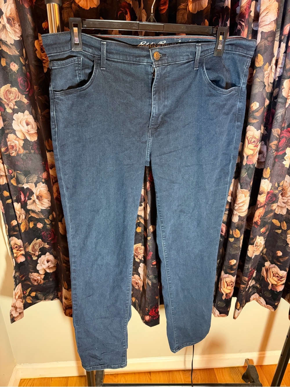 Eddie Bauer Slightly Curvy Slim Straight Skinny Jeans in Dark Blue Denim 18 Tall